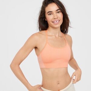 Offline by Aerie Seamless Two Tone Sports Bra Size Large Orange Desert Flower
